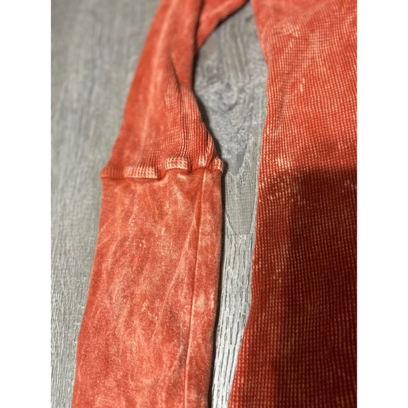 Ojai Clothing Top Womens Sz S Orange Waffle Cowl Neck EUC cotton - Picture 2 of 5